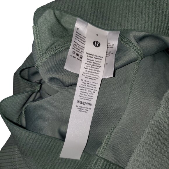 Lululemon Ribbed Softstreme Zip-Leg High-Rise Cropped Pants Women's 4 Eucalyptus - Picture 7 of 7